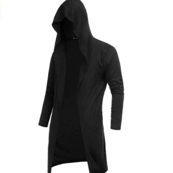 Sweaters Mens Long Cardigan Open Front Draped Lightweight Hooded